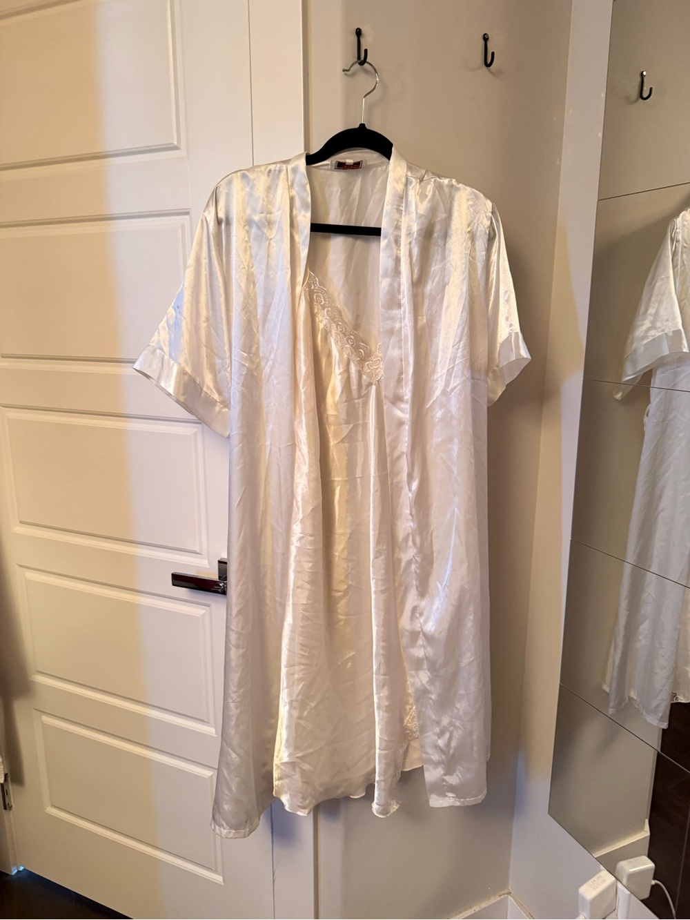 White Satin Robe and Slip Set
